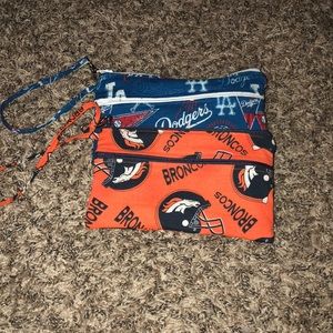 Dodger and Broncos wristlet